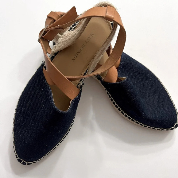 Matt Bernson women's 7 corsica ankle strap espadrilles in dark denim - Picture 1 of 5